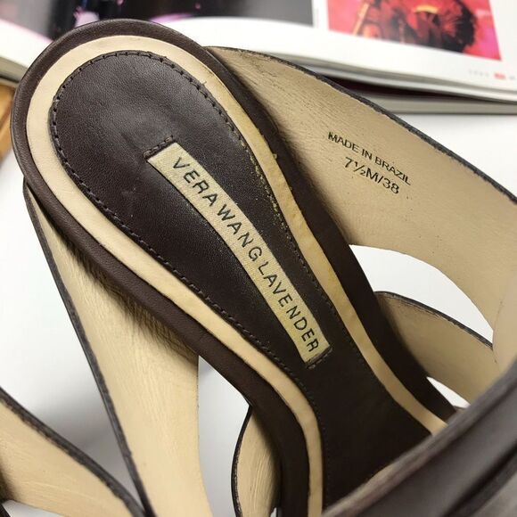 Vera wang lavender label leather‎ sandals brown - Picture 3 of 4